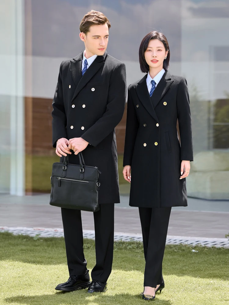 

Thickened Woolen Suit Jacket Black Formal Workwear Warm Business Reception Professional Outfit Men Women Commute Style