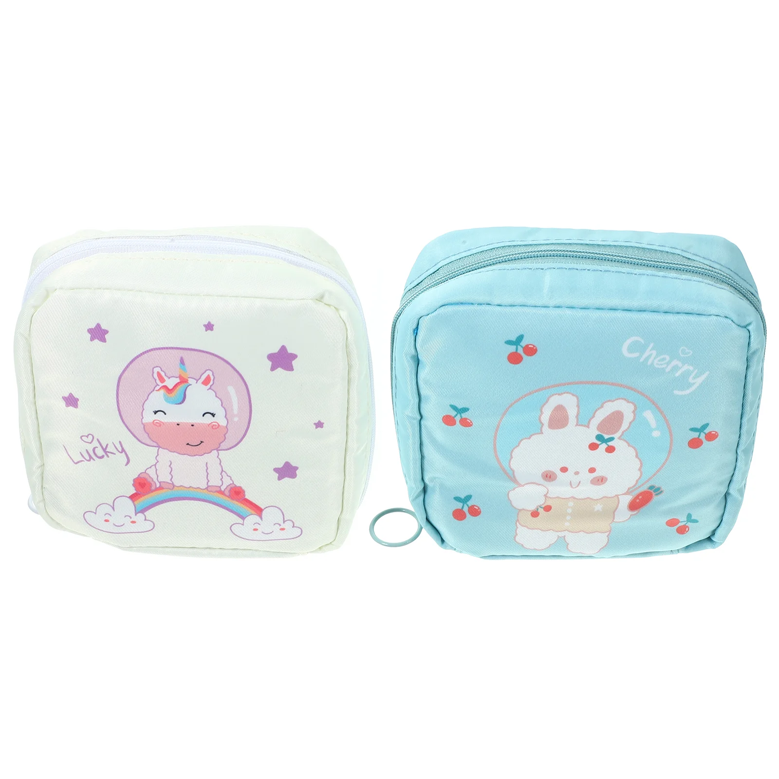 2 Pcs Aunt's Towel Storage Bag Period Pouch Small Zipper Pad Holder for Cartoon 600d Oxford Cloth Sanitary Napkin