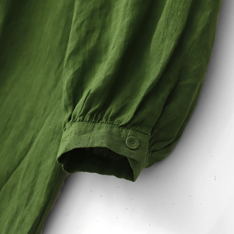 Artistic Loose Long Sve Dr Women's 2025 Early Spring New Sle Linen een Gown Skirt Commute A-Line Midi Dr