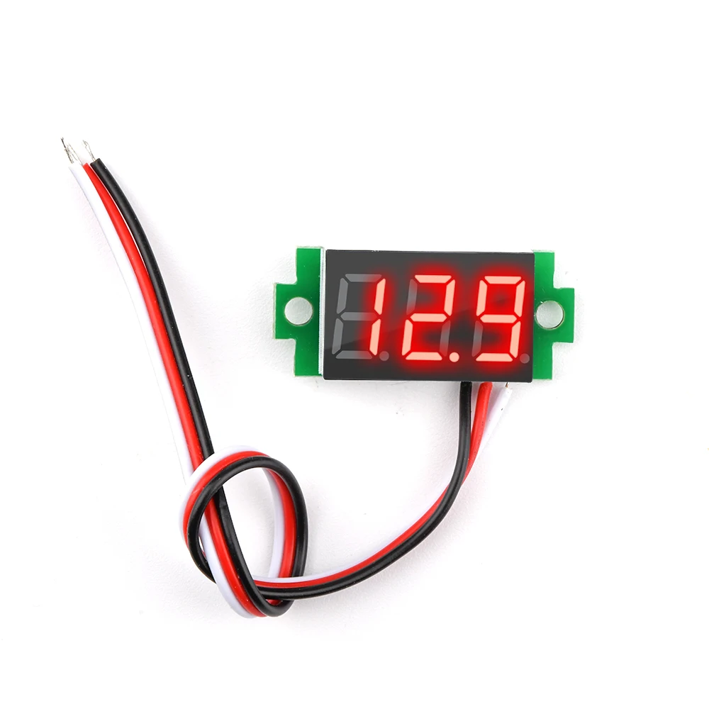 DC Voltage Display Mini Digital Voltmeter 0.28 Inch 2/3-Wire DC 0-100V 3.7-30V Digital Voltmeter Voltage Tester Red Green
