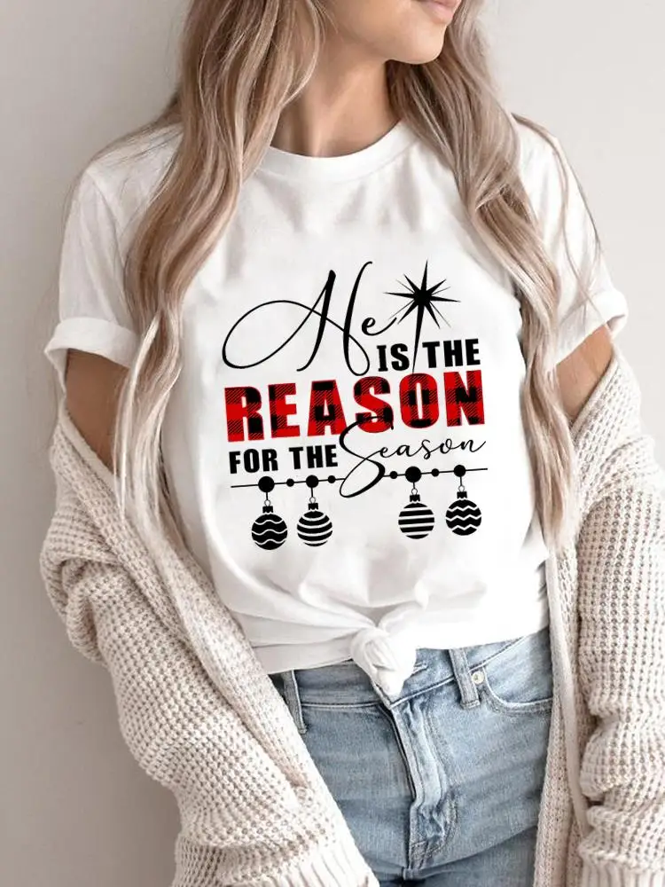 

Plaid Letter Style Trend Merry Christmas Women Holiday Shirt Clothing Print T Top Graphic Tee Fashion Female New Year T-shirts