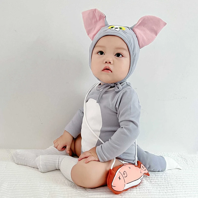 Unisex Kinder-Maus-Kostüm, Overall, Niedlicher Grauer Katzen-Strampler mit Hut für Babys und Kleinkinder, Halloween-Kostüm für Kinder – Detail 2