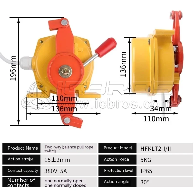 Emergency Stop Switch HFKLT2-1/2/I/II KLT2-II HFKLT2-11 XLS-II Belt Conveyor Safety Pull Line HFKLT2-II-S KLT2-2 FKLT2-2S XLLS