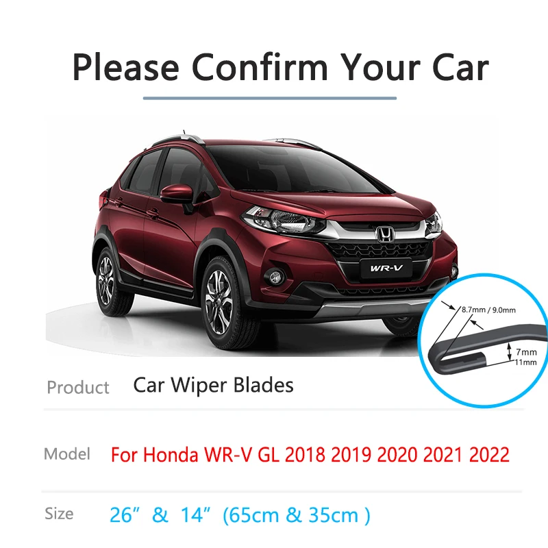 For Honda WR-V WR V WRV GL 2018 2019 2020 2021 2022 Rubber Strip Refill Frameless Front Wiper Blades Cleaning Auto Accessories