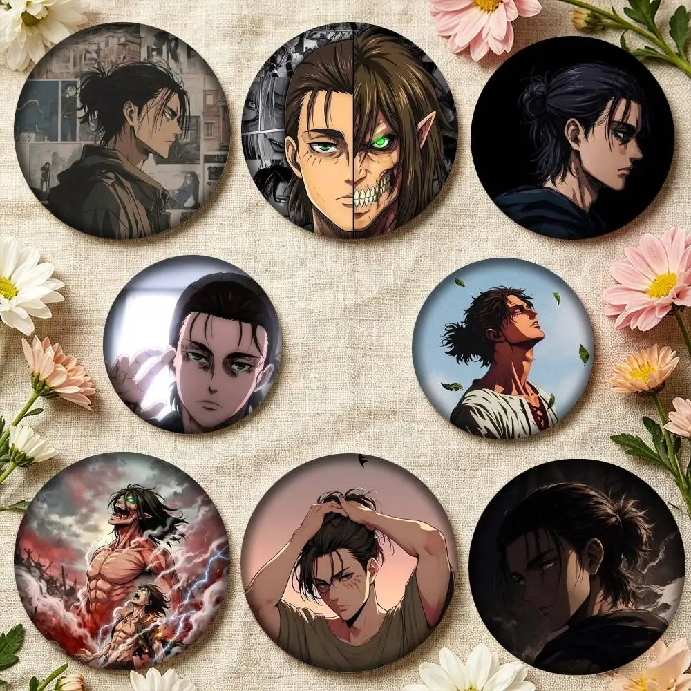 A-Attack On Titan E-Eren Founding Titan  25mm 32mm 44mm 58mm 75mm Brooches Badges Pins for Accessories Gift