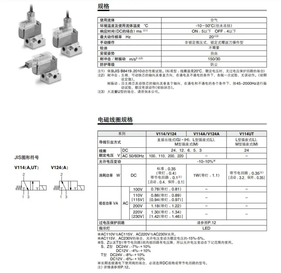 Electromagnetic Valve V114-5L-5G-5M-5LZ-5MZ-5GZ-5LO-5MOO-5LOZ-5MOZ-M5