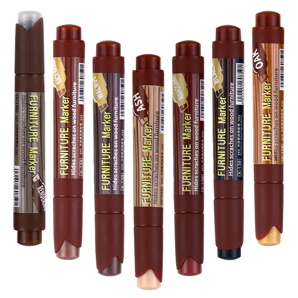 7Pcs Wood Scratch Repair Markers Touch-Up Pens for Furniture Fast Drying Stain Match Precision Tip Repair Kit for Table Chair