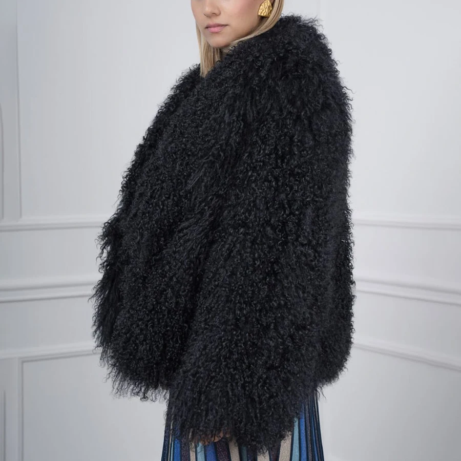 리얼 양가죽 재킷 라펠 천연 티베트 양털 코트 진짜 몽골리안 퍼 코트 고품질 리얼 퍼 코트 여성용