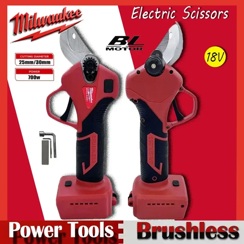 

Бесщеточный электрический секатор Milwaukee, беспроводной 4-ступенчатый ручной обрезка кустарников, резак для ветвей деревьев для 18 В, 20 В, батарея для сада