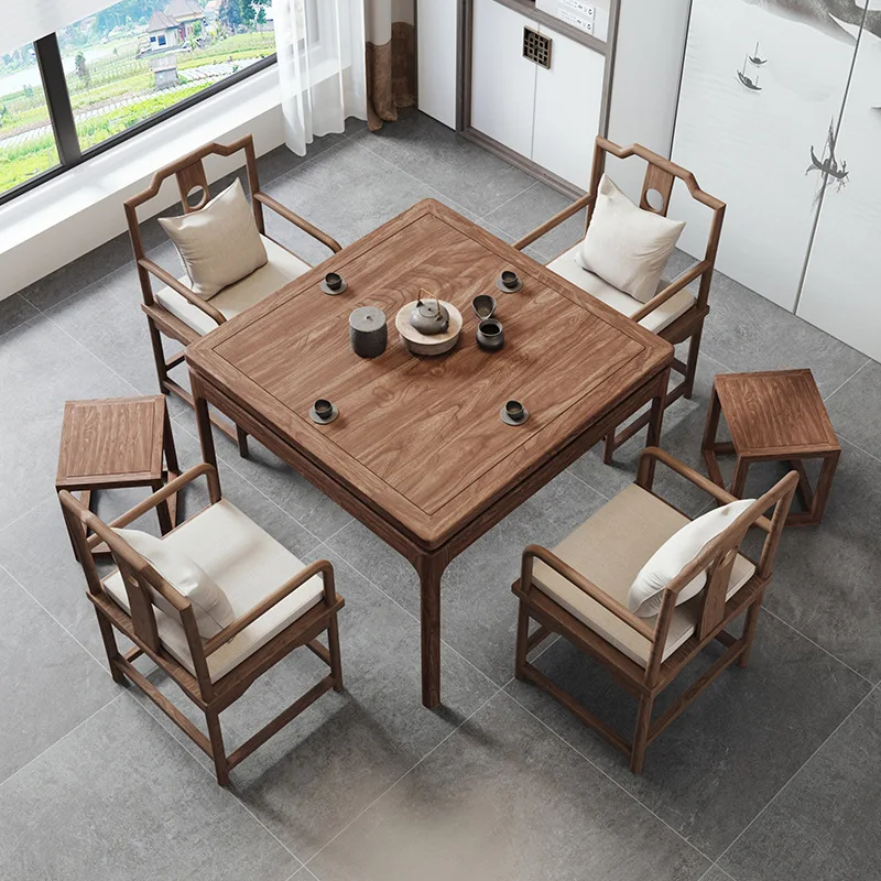 

игральные карты и стабильный яичный старый вяз, новый китайский обеденный стол и стулья из чистого массива дерева, квадратная квартира для маленькой квартиры