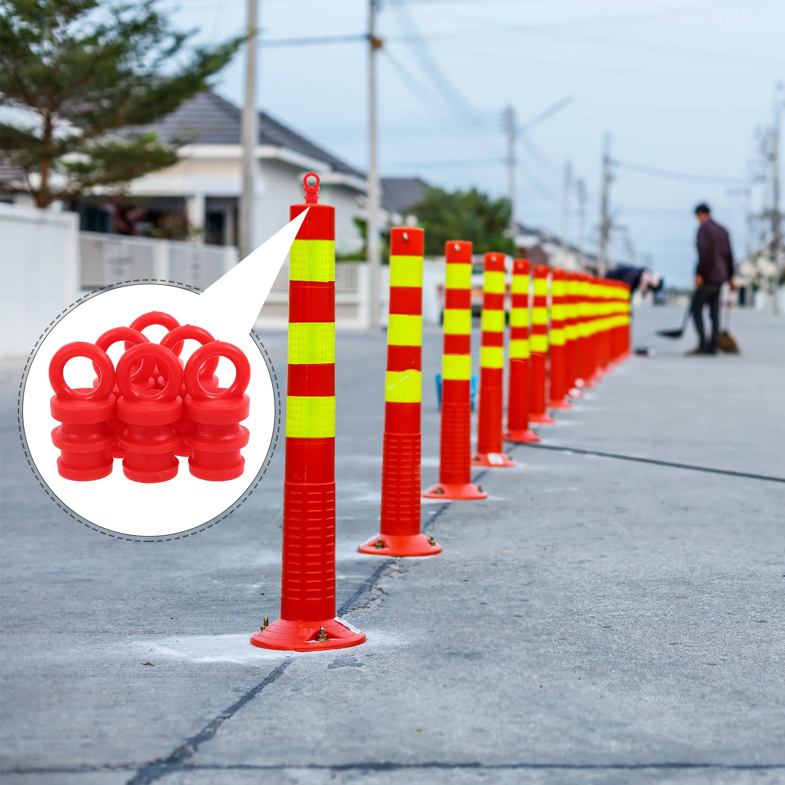 6Pcs Rubber Caps Decorative Post Toppers Multifunctional Fence Guardrail Warning Post End Protection Rubber Caps