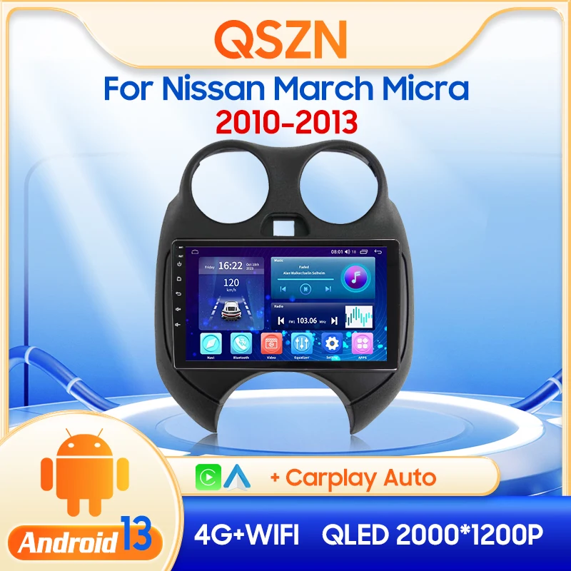 

QSZN For Nissan March Micra 2010-2015 Multimedia car Video Player 2din Android 13.0Car Radio GPS Navigation 4G Carplay Head unit