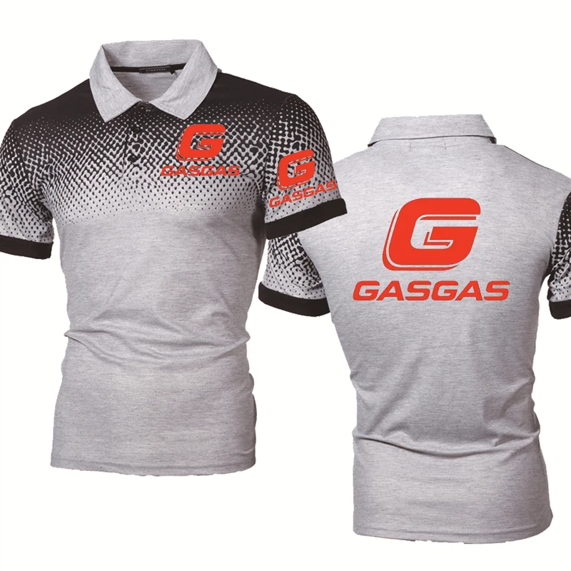 Summer Men's Polo Shirt GASGAS Print High Quality Short Sleeves Man Harajuku Classic Tops Racing Motorcycle Racer