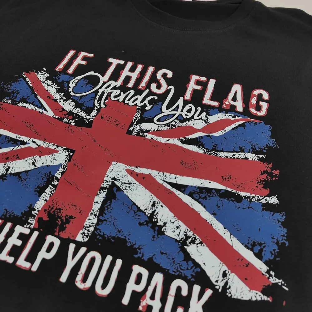 If This Flag Offends You Union Jack Britain Mens TShirt Cotton Short Sleeved Summer Men's Fashion Streetwear Cotton T-shirt Tops