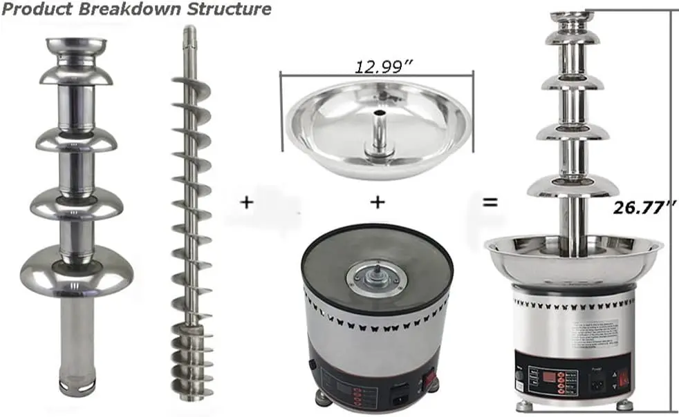 Fuente eléctrica para Chocolate, máquina de fusión Digital de 5 niveles, 110V, 12kg