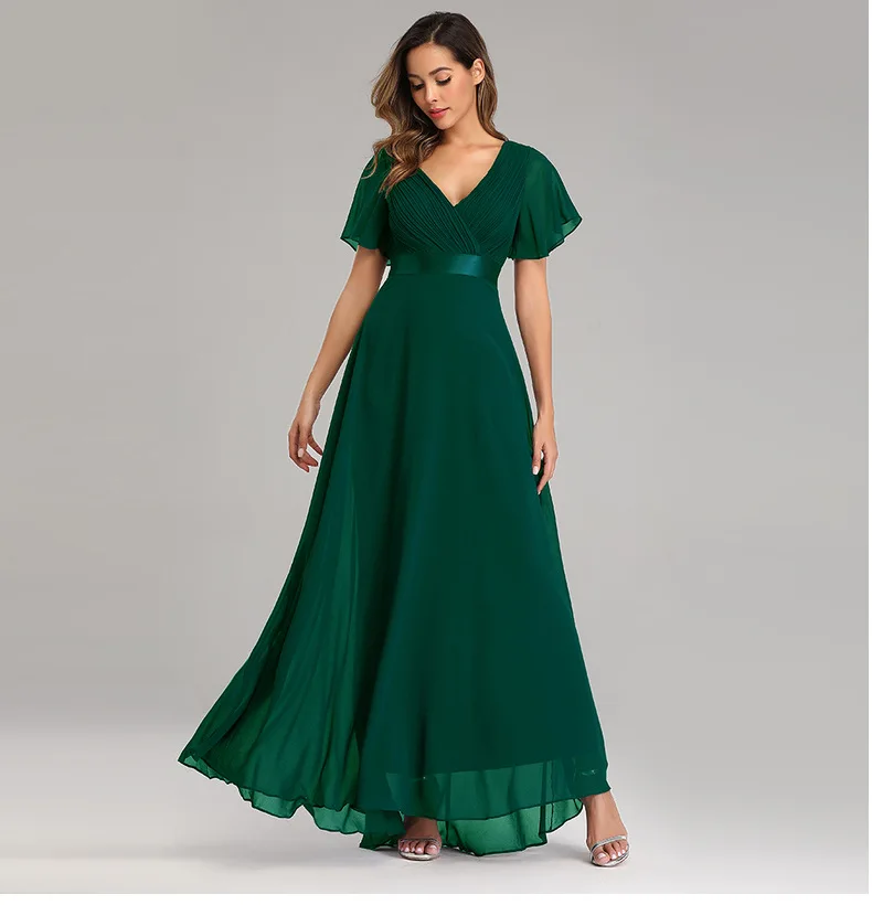 Платье Вечернее Women's Vintage Dress Green Chiffon Dress For New Year Wedding Bridesmaid Dress Новогоднее Платье Женское