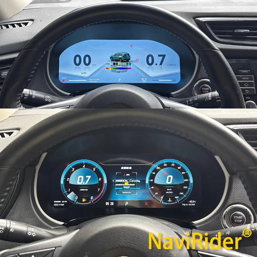 Für Nissan X-Trail Qashqai 2014-2022 LCD Digitales Armaturenbrett Instrumentencluster Virtuelles Cockpit GPS Tachometer Drehzahlmesser