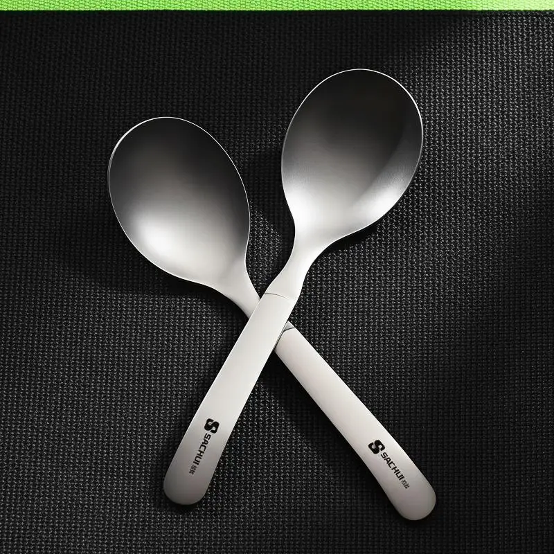 Portable Pure Titanium Round Spoon Lightweight Tableware For Camping Backpacking Hiking Outdoor Household Soup Rice Eating