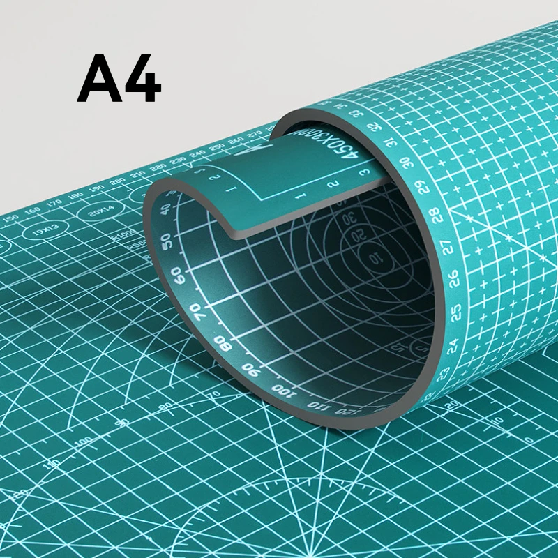 A4 Size Cutting Mat Double Sided Grid PVC Craft Mat for Sewing Scrapbooking Leather Crafting Green Non-Slip Cutting Board