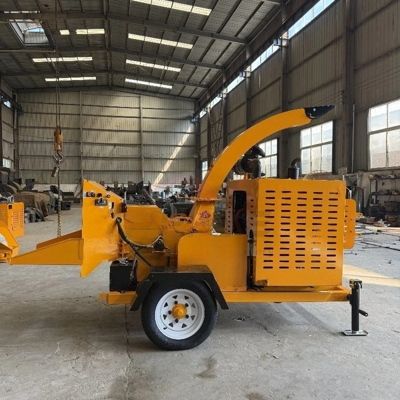 

Free Shipping 32hp Mini Mulch Drum Automatic Hydraulic Feed with Trailer Hitch Easy to Move Wood Shredder Chipper Machine