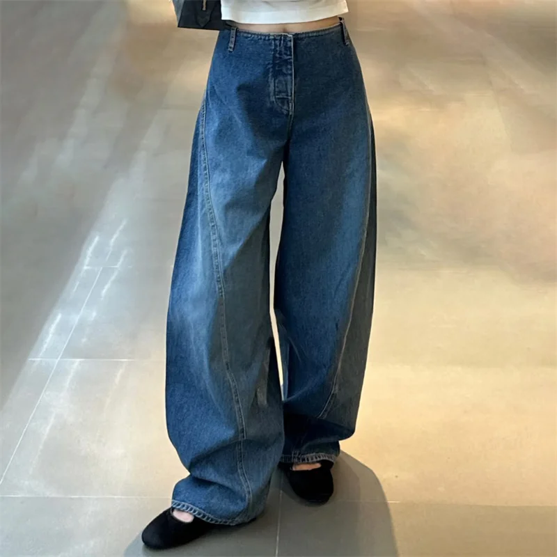 

Женские джинсы Новые облегающие брюки прямого кроя с низкой посадкой на зиму 2025 Винтажные потертые женские брюки из чистого хлопка y2k Джинсовые брюки