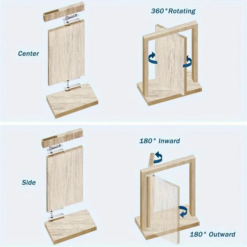 1Pair 360° Rotate Hidden Door Hinge Heavy-duty Stainless Steel Hinge Kit with Ball Buckle for Wooden Secret Door Bookshelf