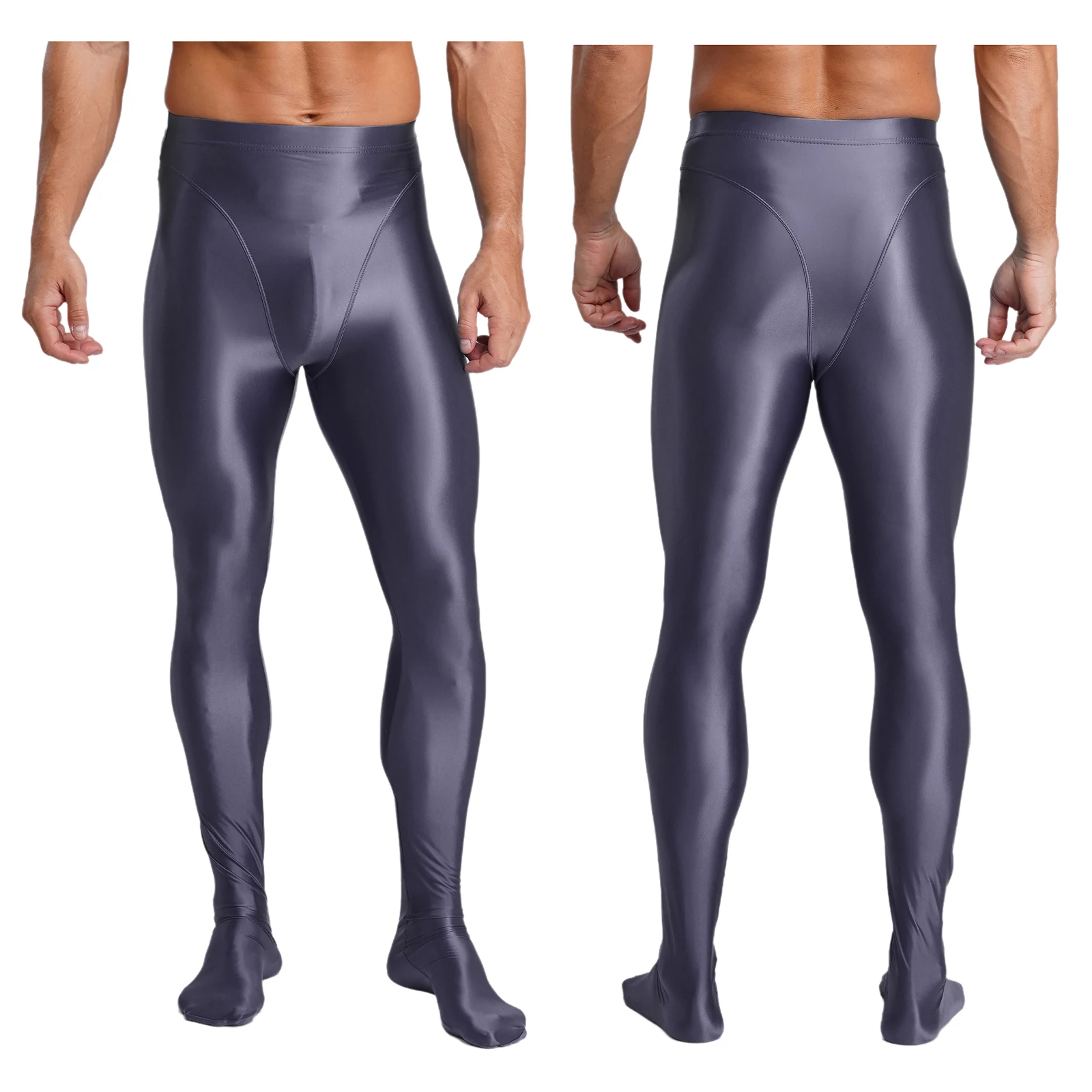 남성용 광택 슬림핏 레깅스 타이즈 하이웨이스트 단색 발목까지 오는 팬티스타킹 요가 피트니스 스포츠 운동 레깅스