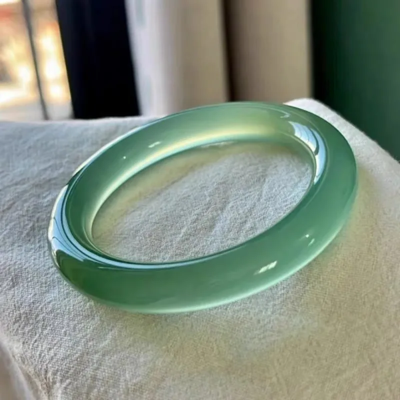 Ice Transparent Green Jade Bracelet, Niche Light Luxury Daily Bracelet
