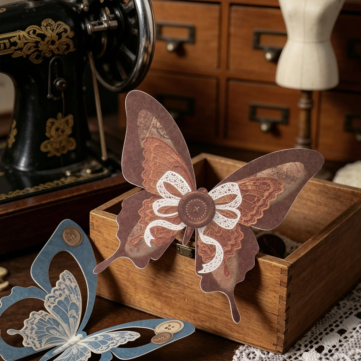 Vintage Colorful Butterfly Flower Bow Tie Landscape Sticker Creative DIY Journal Material Collage Scrapbooking Stationery