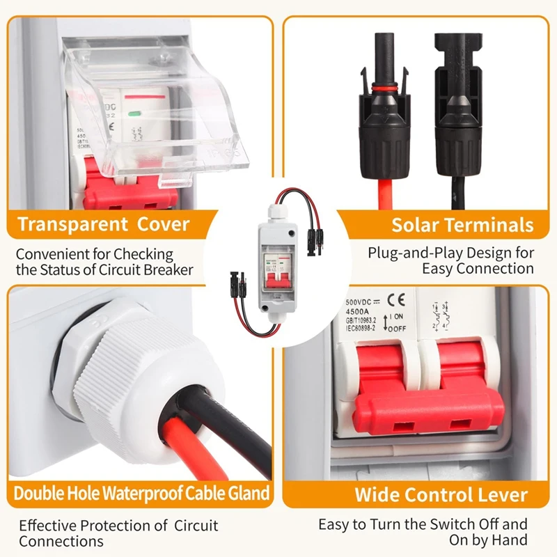 ABPQ-Solar Panel Disconnect Switch DC 500V Solar Circuit Breaker Box 32Amp IP65 Waterproof Miniature Circuit Breaker Solar PV