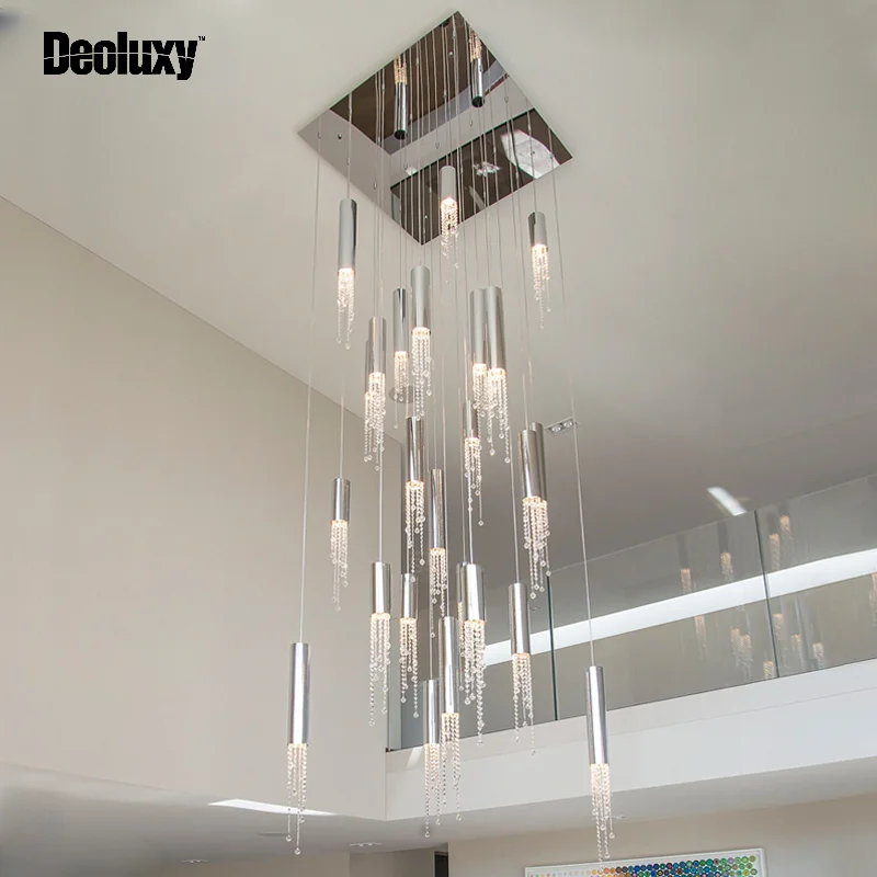 

DEOLUXY modern crystal chandelier for staircase Large hotel villa long hanging light fixture living room led cristal lamps