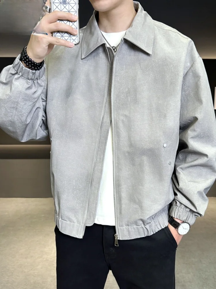 

Paul Men's Spring Autumn Jaet Casual Sportswear Windproof Zipper Collar Dyed tough Workwear Stand Fit Faion Urban Sle