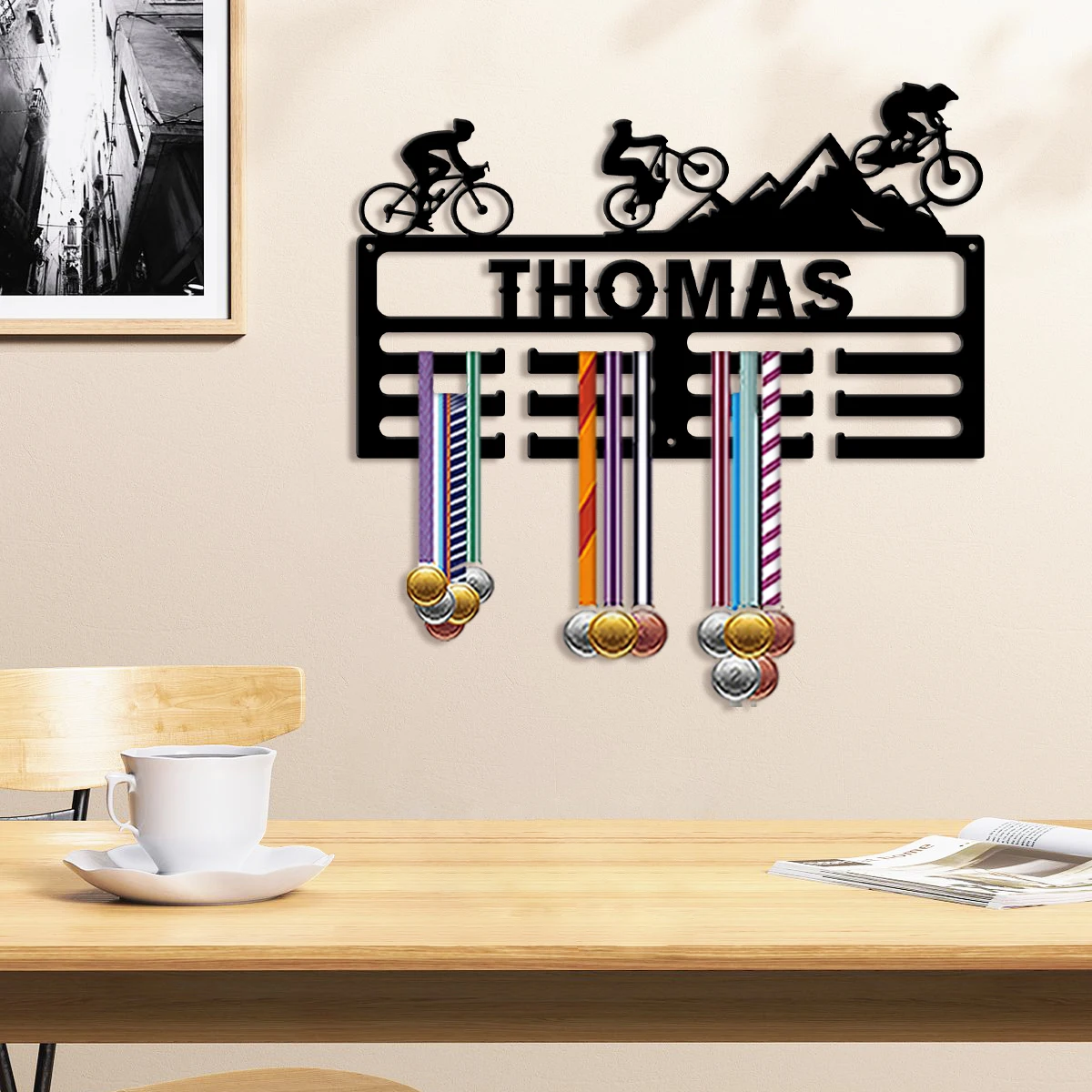 Custom Outdoor Bicycles Metal Medal Display Rack, Valentines Gift, for Room Decor, Suitable for Basketball, Football Exercise