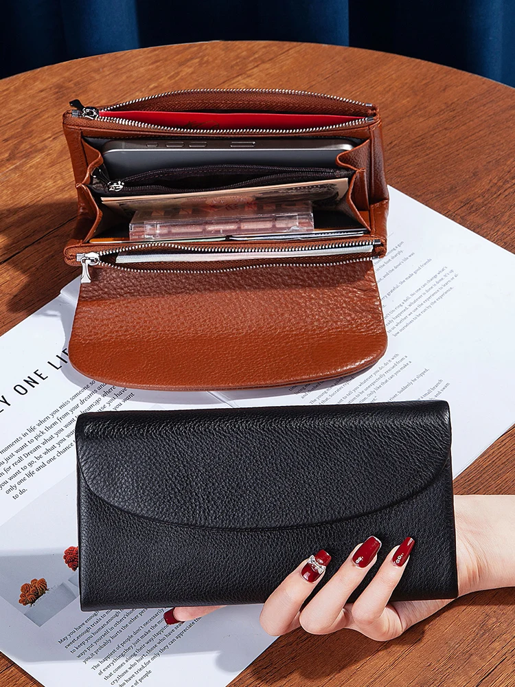 long-leather-wallet-double-zipper-high-capacity-female-style-top-layer-cowhide-handbag-banknote-clip-elegant-classy-new-2026