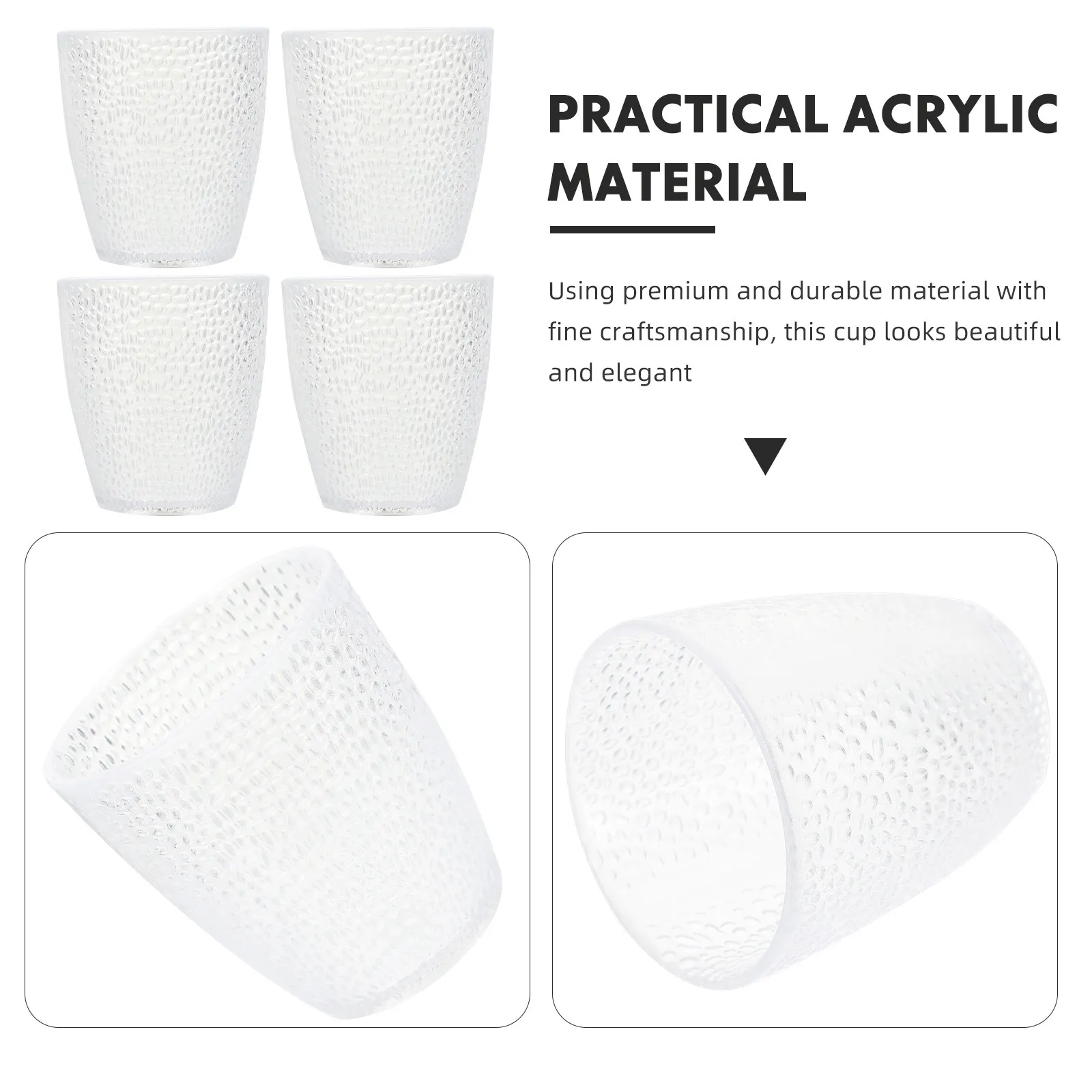 4Pcs Creative Acrylic Cups Clear Juice Water Cups Large Capacity Milk Tea Mugs Smooth Surface Office Home Drinkware