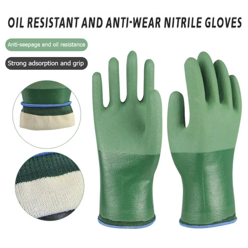 

Многоразовые утолщенные нитриловые перчатки с полной защитой ладони, противоскользящие, маслостойкие, износостойкие рабочие перчатки для уборки