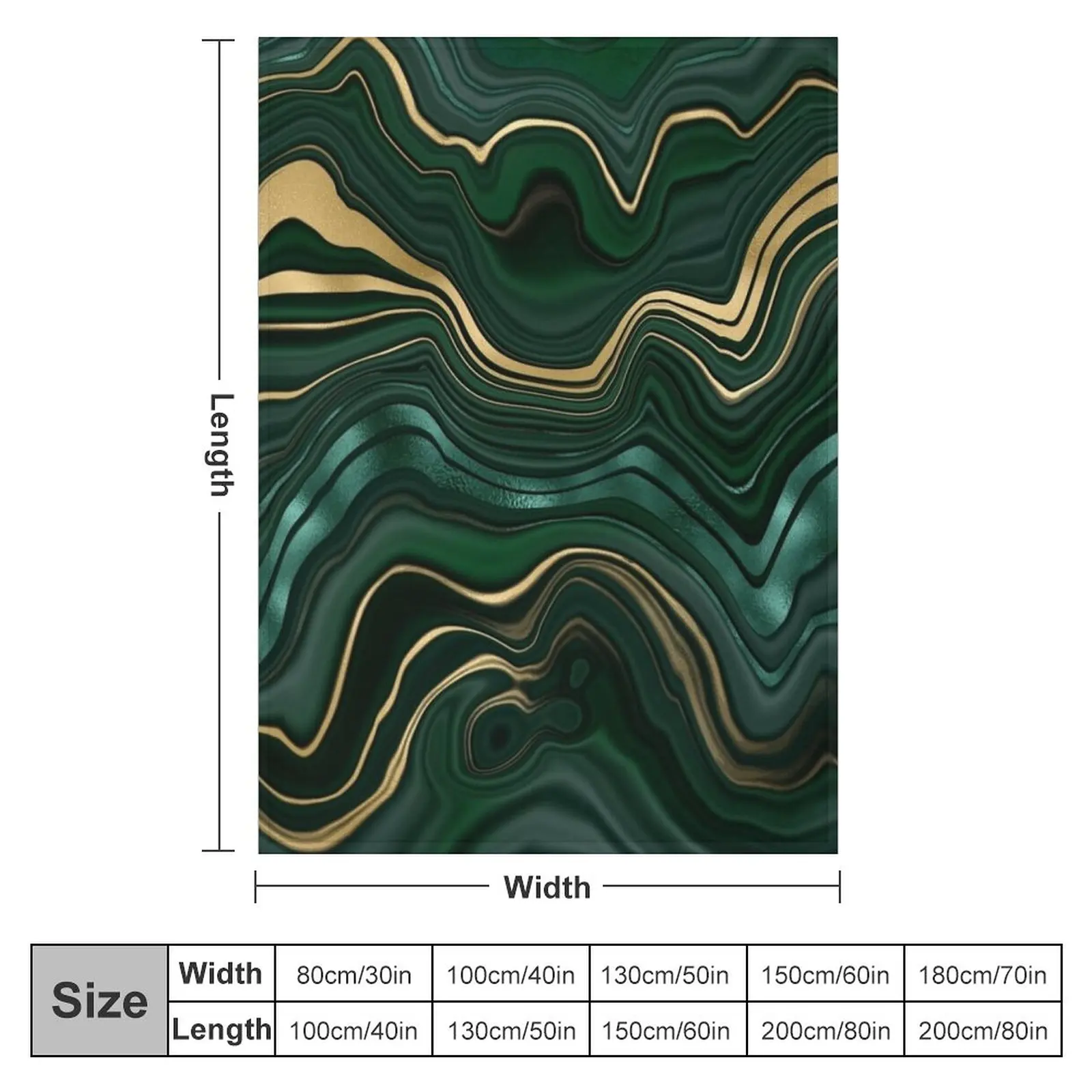 Emerald Green and GoldMalachite Pattern Throw Blanket Single Blanket anime