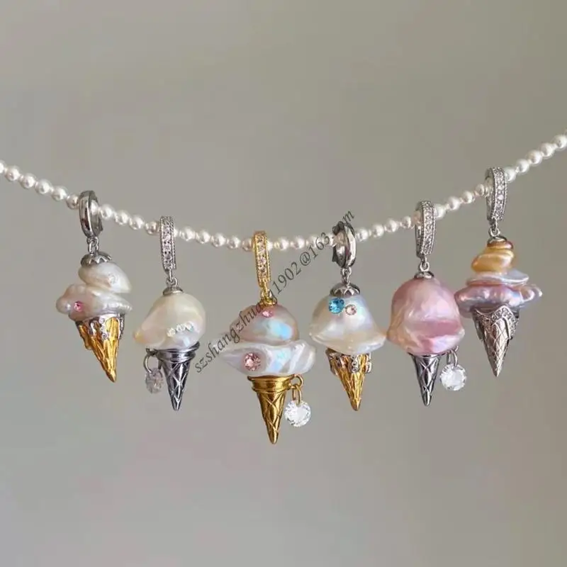 Q6RB فريدة من نوعها آيس كريم سحر اللؤلؤ لهجة سلسلة المجوهرات النحاسية قابلة للتعديل للارتداء اليومي والحفلات