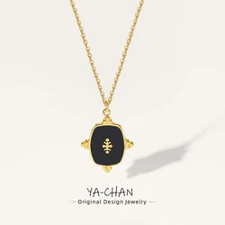 YACHAN 316L Stainless Steel Golden Chain Necklace for Woman Pendant Black Natural Stone Irregular Trendy Jewelry Necklaces