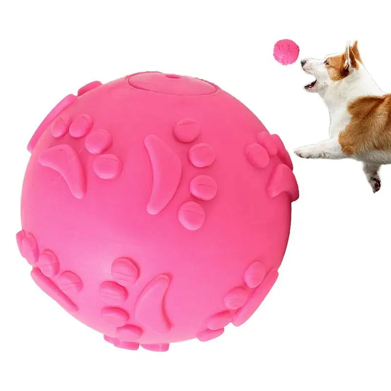 Squeaky Dog Toys For Aggressive Chewers Latex Teething Toy Ball For Dogs Interactive Teething Squeaker Food-Grade Puppy Toys