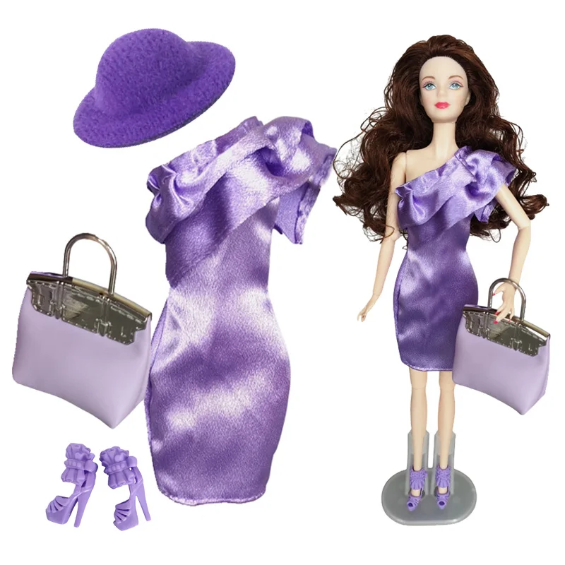 

Fashion Doll Clothes 11.5Inch Doll 1/6 Dress Daily Outfit Dress Mixed Accessories Handbag Shoes Kid Toy
