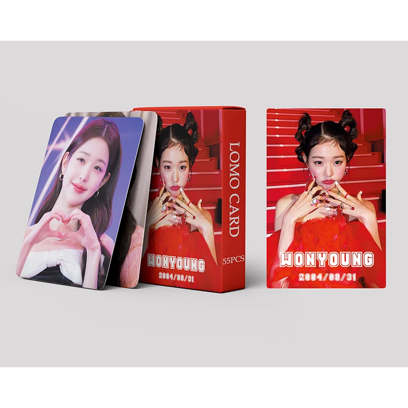 55 قطعة/المجموعة/مجموعة ألبوم بطاقات Jang WonYoung بطاقة ليزر LOMO بطاقة بريدية بطاقات صور بطاقة تجميع المشجعين