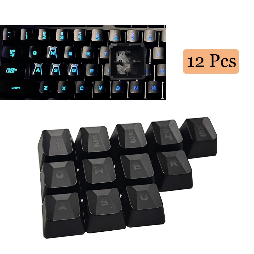 Image of 12-Tasten-Gaming-Tastenkappen, konkave, konvexe Tastenkappen, Tastatur-Ersatz für Logitech G413/G910/G810/G310/G613/K840/G910
