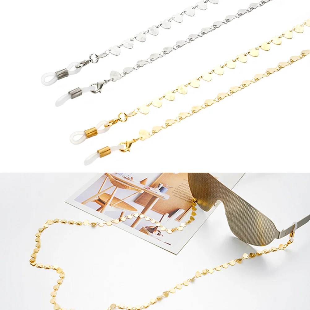 

2Pcs Metal Eyeglasses Chain Anti-Slip Glasses Lanyard Sunglasses Holder Eyewear Retainer Fashion Chic Design Eyeglasses Chain