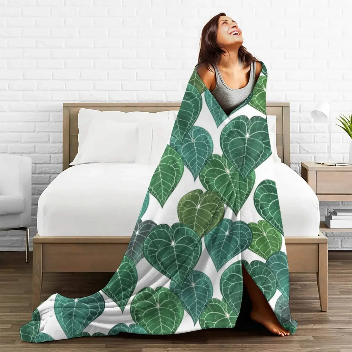 Anthurium Clarinervium Leaves Blankets Flannel Tropical Art Lightweight Throw Blankets for Outdoor Travel Bedroom Quilt