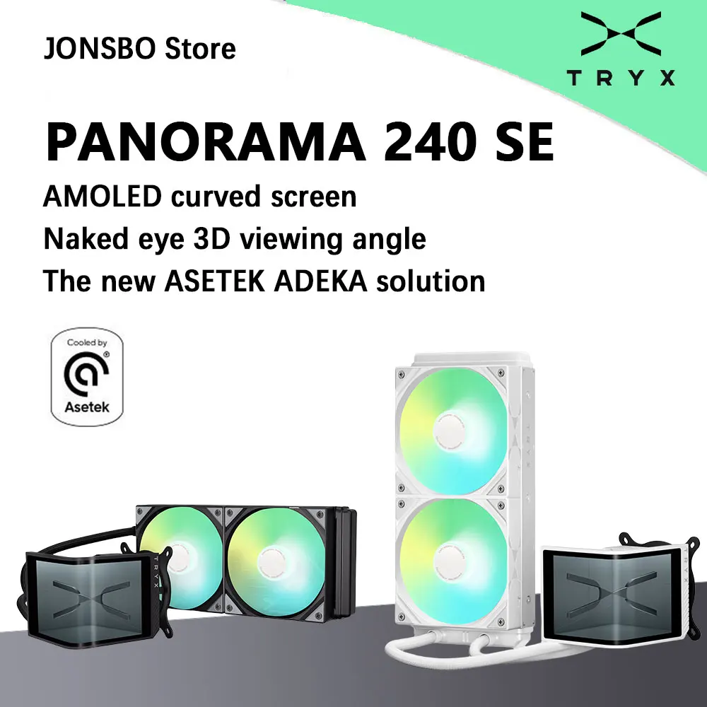 

TRYX PANORAMA 240 SE 240 мм Универсальный процессор с водяным охлаждением 6,67-дюймовый изогнутый экран 3D-обзор телесного глаза для LGA 1851/1700 AM4/AM5