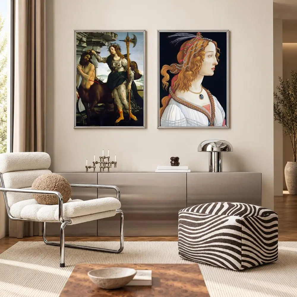Legendary Renaissance Painter Sandro Botticelli Poster Self‑Adhesive Waterproof PP Poster Coffee Bar Wall Art Home Decor