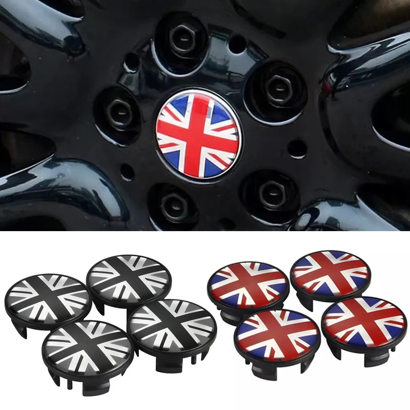 4Pcs 54mm Car Wheel Center Hub Cap Rim Covers UK Flag Badge For Mini JCW S One Countryman R50 R55 R56 R57 R58 Auto Accessories