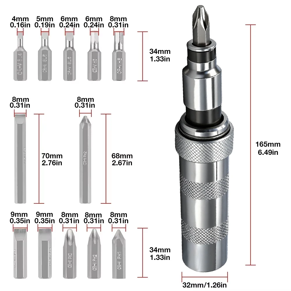 Hot sell 7/12 PCS Manual Impact Screwdriver, Portable Reversible Impact Driver, Household Cordless Screwdriver Kit Hand Repair