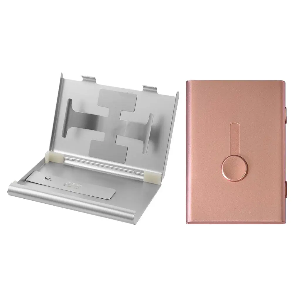 

2Pcs Sleek Aluminum Business Card Holder Compact Slide Out Organizer Holds Visiting Cards Conference Cards Wallet Style Portable